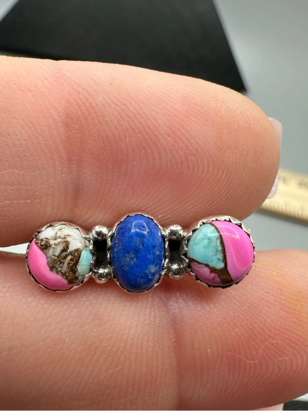 ⌚Cotton Candy Turquoise & Lapis Sterling Silver 925 Watch Band Charm Handmade